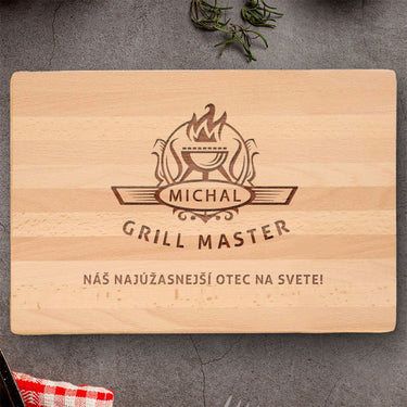 Masívne darčekové prkienko s gravírovaním, Grill master 